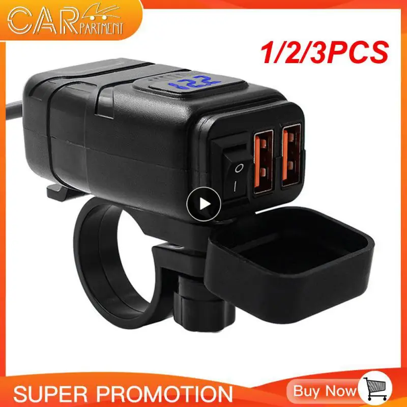 

1/2/3PCS Vehicle-mounted Motorcycle Quick Charger Moto Accessories QC 3.0 Dual USB Charger Digital Voltmeter Adapter Waterproof