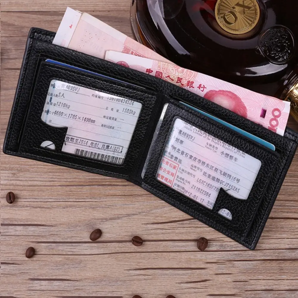 

Durable 2 Fold Wallets Casual Lychee Pattern Soft Silky Anti-theft Cash Bag Multifunction Card Bag Pocket Purse Travel