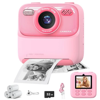 Fotocamera digitale per bambini Fotografia Fotocamera istantanea 1080P HD Doppia lente Videoregistratore per bambini Giocattoli per ragazze Ragazzi Miglior regalo di compleanno