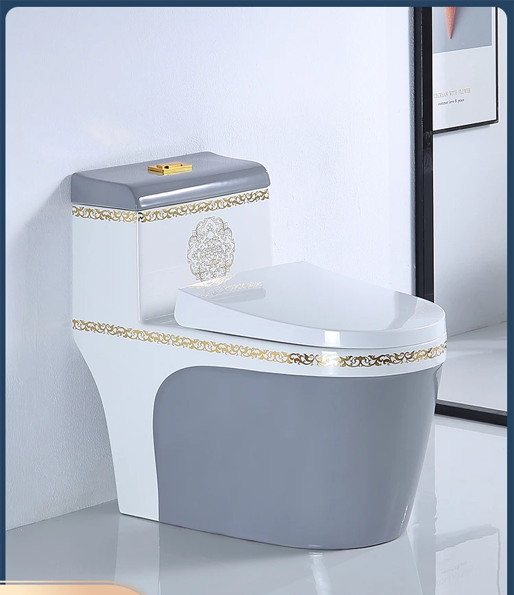 

Household Color Large Mouth Siphon Ultra-Large Toilet Mute Pumping One-Piece Golden Toilet Toilet