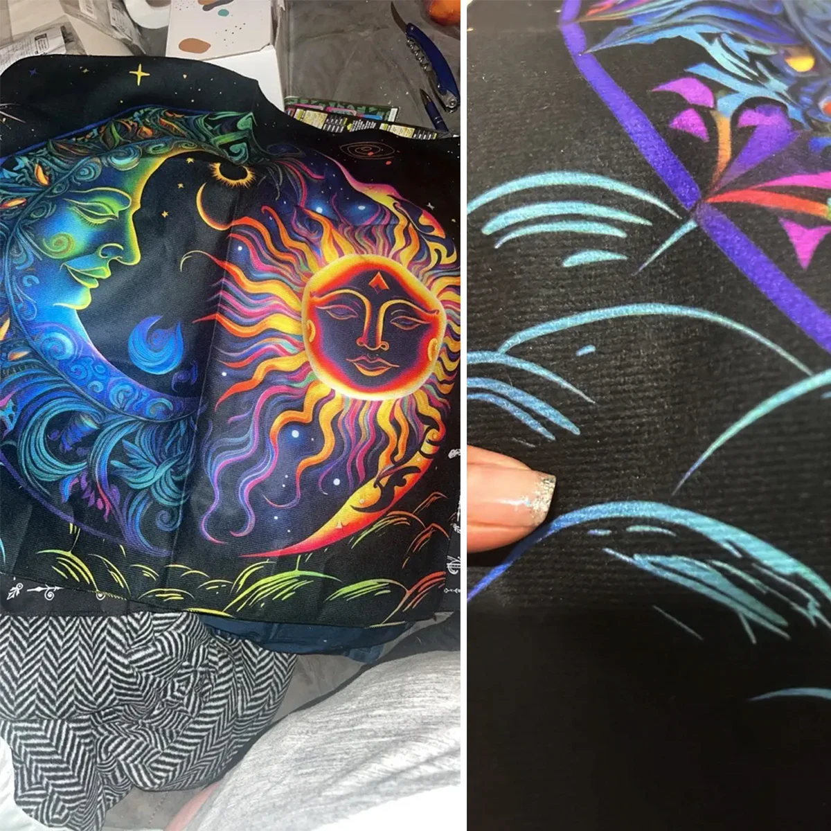 Mystical Colorful Sun and Moon Tarot Card Tablecloth Divination Altar Cloth Tarot Mat Witchcraft Astrology Oracle Cards Pads 3