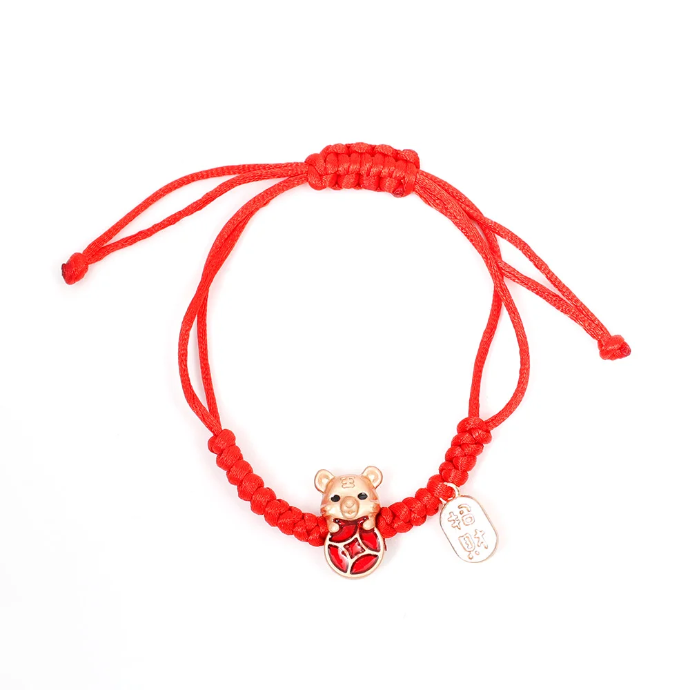 Mascot Five Fortunes Golden Tiger Red String Bracelet 2022 Chinese Tiger New Year Bring Wealth Lucky Good Blessing Bracelets 