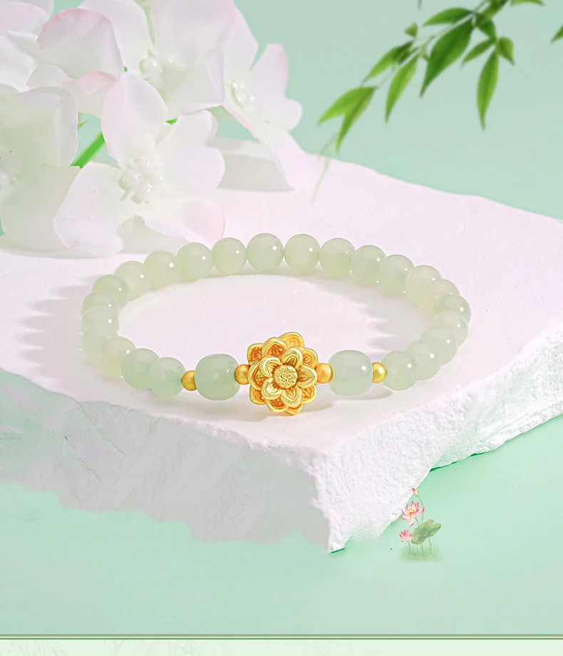 Nationaler Windschmuck, vergoldet, Lotus-Handschnur, Blütenblume, luxuriöses High-End-Armband für Damen, modisch – Detail 1
