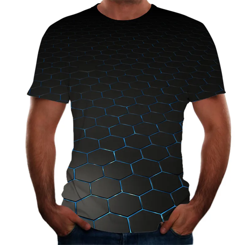 Tanie Męska moda lato kolor 3D T-shirt z nadrukiem kreatywny psychodeliczny ulicy Top złudzenie optyczne sklep