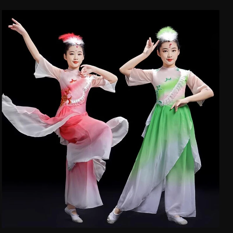 

Traditional Chinese Clothing Girls Yangko Dance Costumes Ancient Folk Dance Fan Umbrella National Yangge Hanfu Practice Clothing