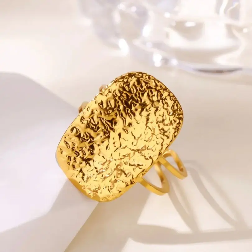 Stainless Steel Rings Gold Color Geometric Opening Ring Hypoallergenic