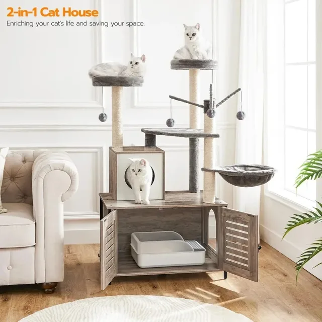 Cat Tree with Litter Box Enclosure 2