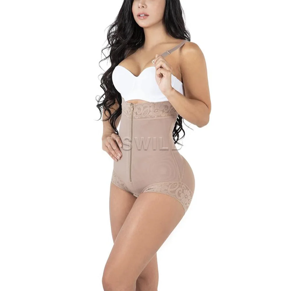 Fajas Colombianas Shoulder Strap Shapewear Ladies Bodysuit Butt Lifting and Abdomen Control Body Shape fajas colombianas flat abdomen shapewear body butt lifting bodysuit with 4 line hooks closure postpartum body underwear