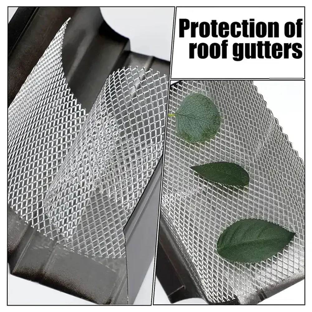 Metal Mesh Rain Gutters Roof Guard Filters Expand Aluminum Filter Strainer Stops Blockage Leaf Drains Debris Drain Net Cover