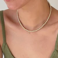 Collier de perles rondes remplies d'or véritable 14K, ras du cou en perles délicates, pendentifs faits à la main, collier résistant au ternissement, bijoux Boho pour femmes 2