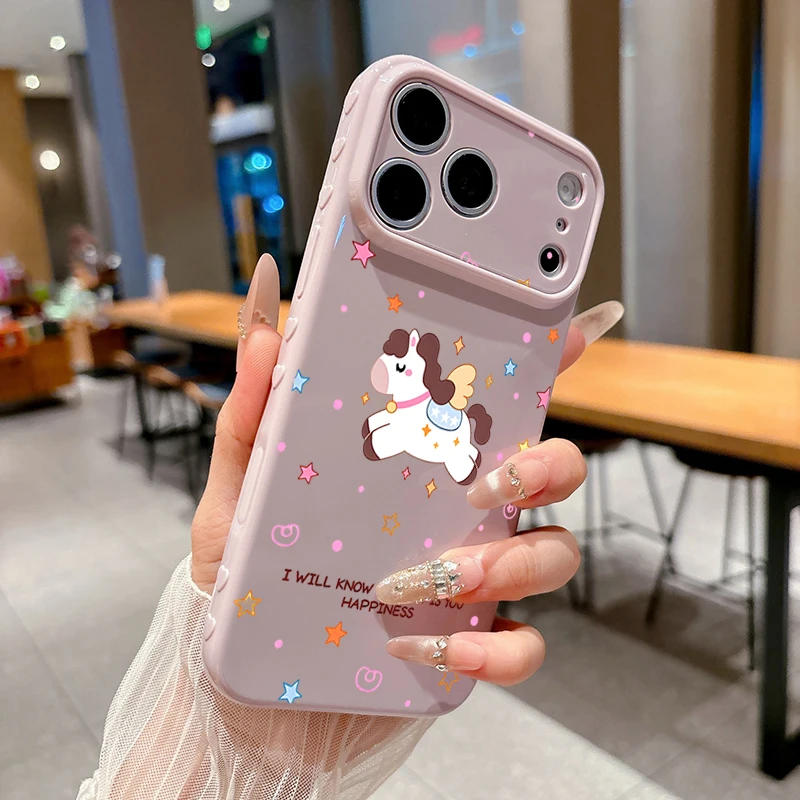 Cute Unicorn Pegasus Colorful Stars Heart Side Shockproof Soft Phone Case
