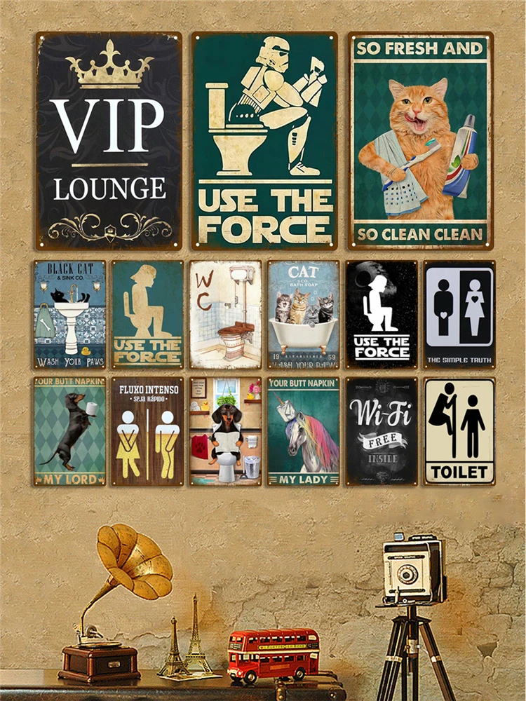 Vintage Metallschild Home Funny Decor Toilette Blechschild WC Toilette Toiletten Wandkunst Badezimmer Toilette Toilette Wanddekoration Pub – Detail 3
