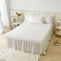 Solid Color Bed Skirt Lace Ruffled Bed Skirt 1pcs Cover Bedroom Bed Cover Bed Skirt Non-slip Mattress Cover Bedsheet Bedspread 1