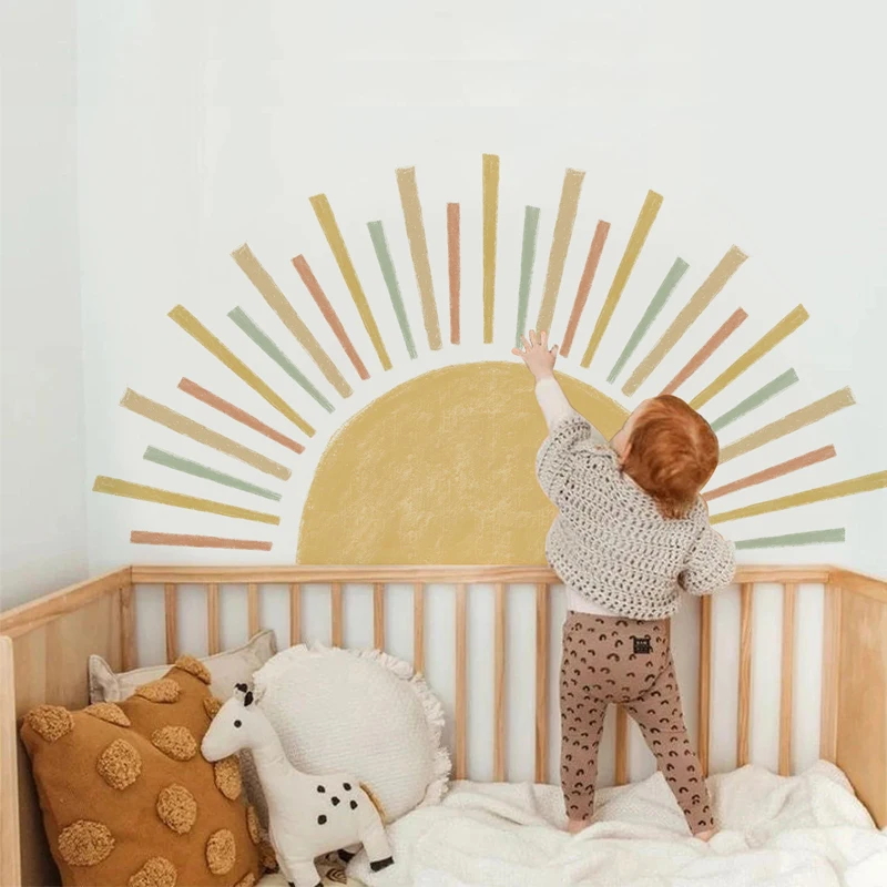 Boho Sun Wallpaper Adesivi Murali Per Bambini Nursery Autoadesivo Kindergarten Children'S Room Bedroom Home Decor