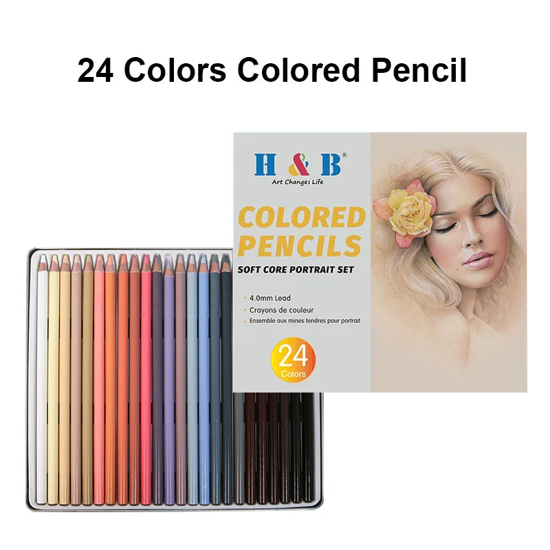 

Colored Pencils 24 Colors Character Painting Skin Tone Pen Set Colored Pencil Portrait Hand-painted Art Painting Supplies