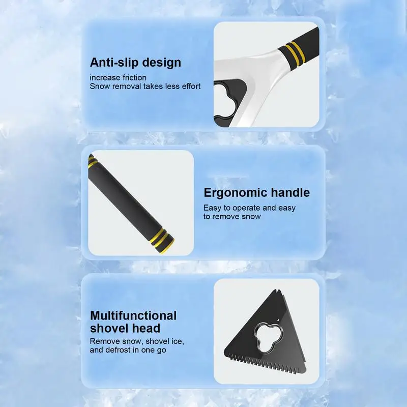 Car Snow Shovel Portable 3in1 Ice Scraper Windshield Snow Remover Ice Breaker Winter Removal Tool for SUV Trucks Off-Road