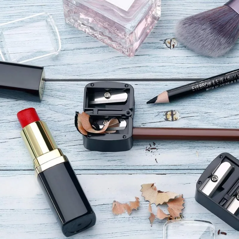 아이 라이너 눈썹 연필 학생 소녀 정밀 립스틱 화장품 연필 깎이 도구에 대한 플라스틱 이중 구멍 연필 깎이