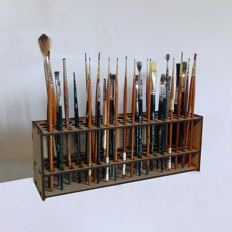67 Wall Mounted Freestanding Detachable Wooden Brush Holder paintbrush holder