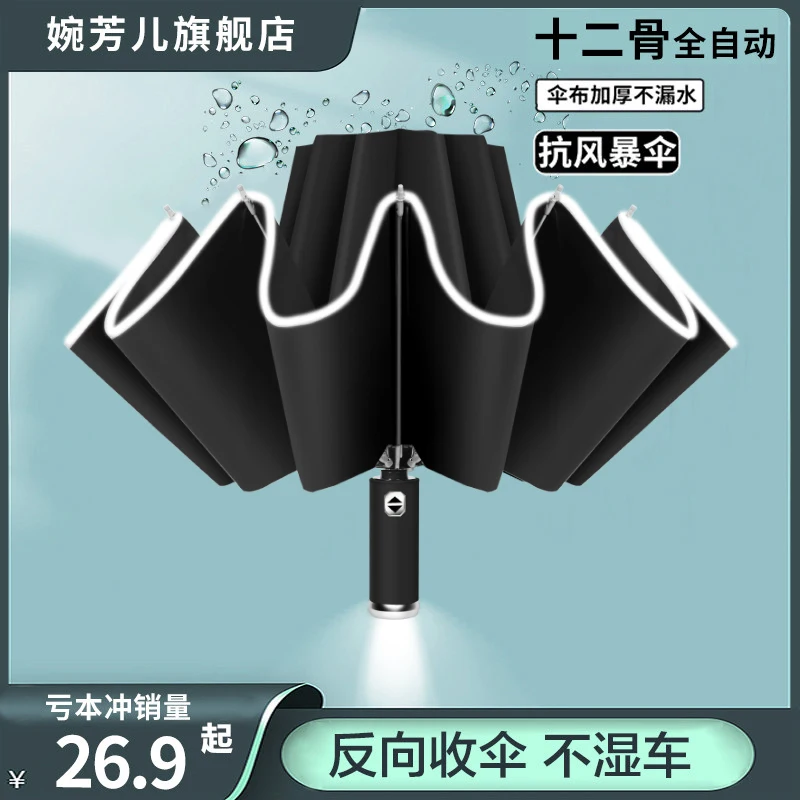 

Automatic Folding Umbrella Sunlight Blocking Portable Umbrella Rain Uv Blocking Umbrella Sun Safety Reflective Strip Design
