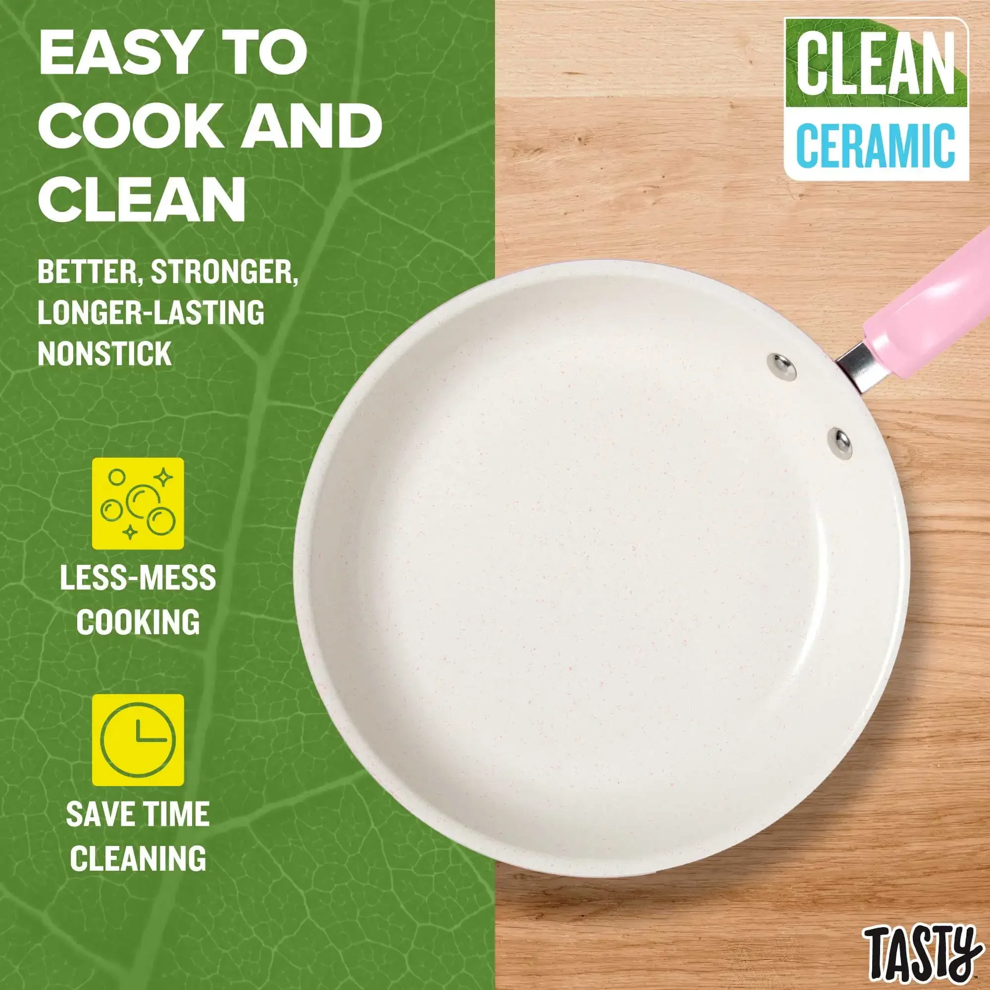 Tasty Clean Ceramic 16 Piece Non-Stick Aluminum Cookware Set, Pink -  AliExpress