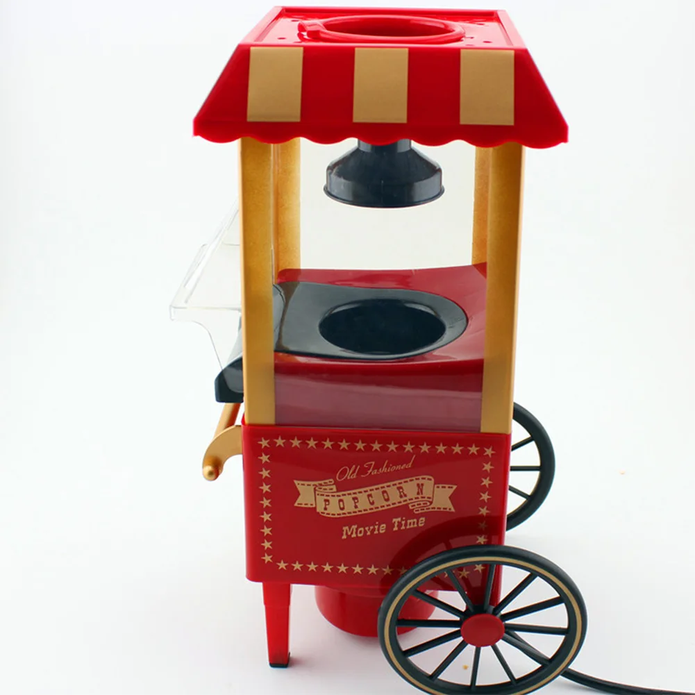 Electric Popcorn Maker Creative Popcorn Making Machine Vintage Hot-Air Maker Automatic Corn Popper for Home DIY