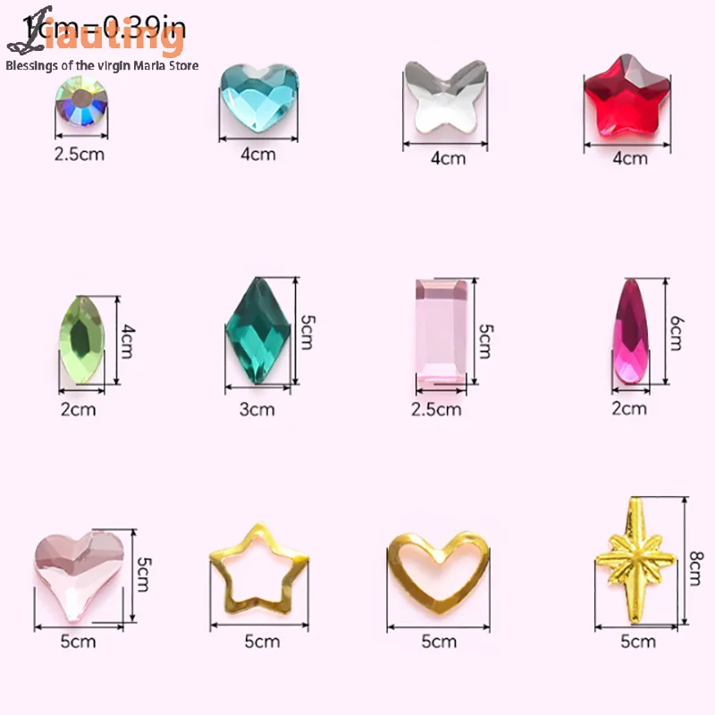 치과 보석 크리스탈 다이아몬드 장식 DIY 도구, 다양한 모양, 컬러 치아 쥬얼리, 아크릴 의치, 1 세트