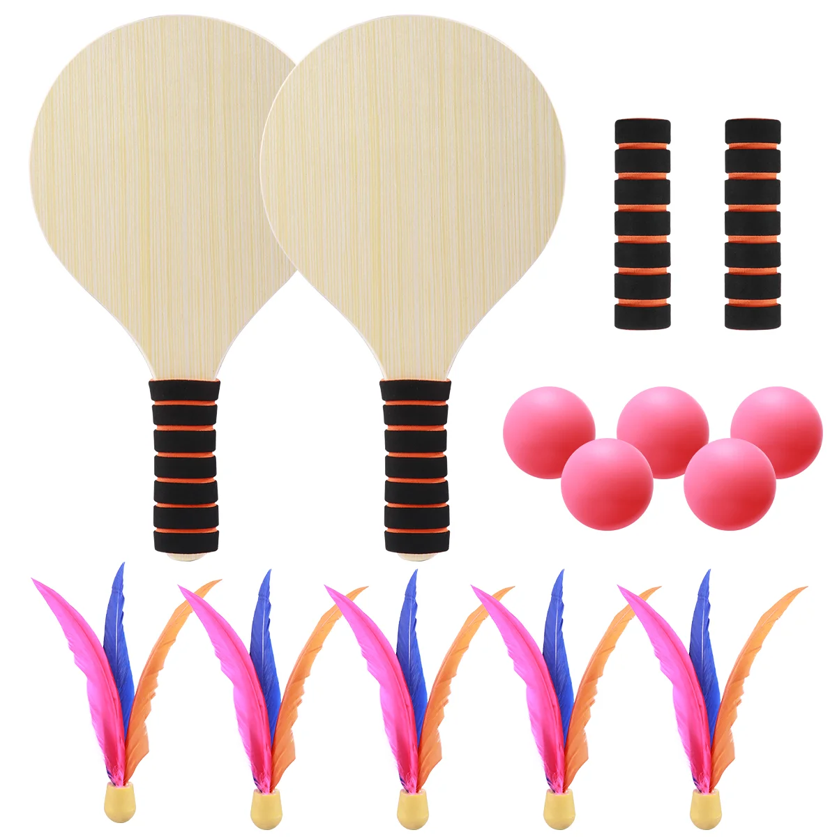 Paddle Ball Game Beach Tennis Pingpong Cricket Badminton Racket Paddles Set Indoor Outdoor Racquet Game (Random Handle Color) 2 colors light weight 55 27 cm 2 in 1 beach sport badminton tennis rackets set toy with ball for children outdoor funny toys