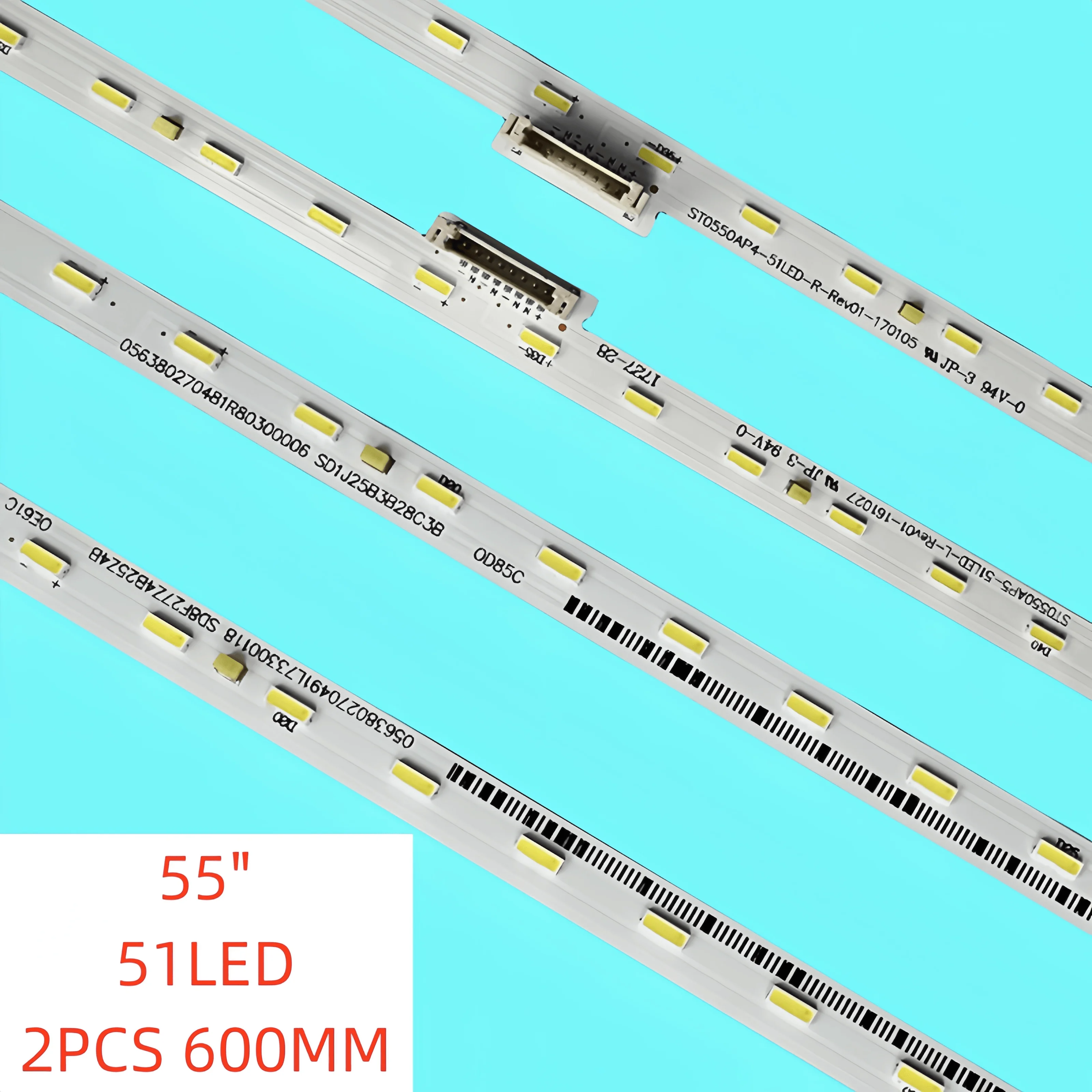 2pcs/set 600MM 51LED NEW LED Backlight Strip for SONY KD-55X8000E KD-55X7096E STO550AN5-51LED-R/L 734.02511.0001 V550QWS