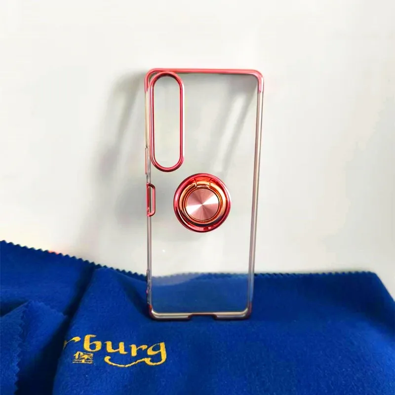 Magnetic 360° Ring Transparent TPU Case with Electroplated Borders