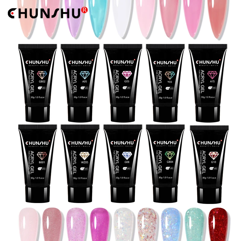 Chunshu Poly Acryl Gel Smalto Per Unghie 30G Semi Permanente Crystal Builder Extension Gel Per Unghie 46 Colori Enhancer Jelly Hard Gel