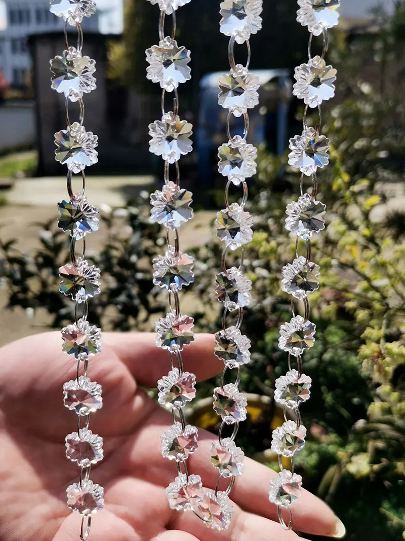 50cm Snow Beads Chain Glass Garland Strand Crystal Prisms Chandelier Parts for sun catcher crystal pendant sun catchers window ornament