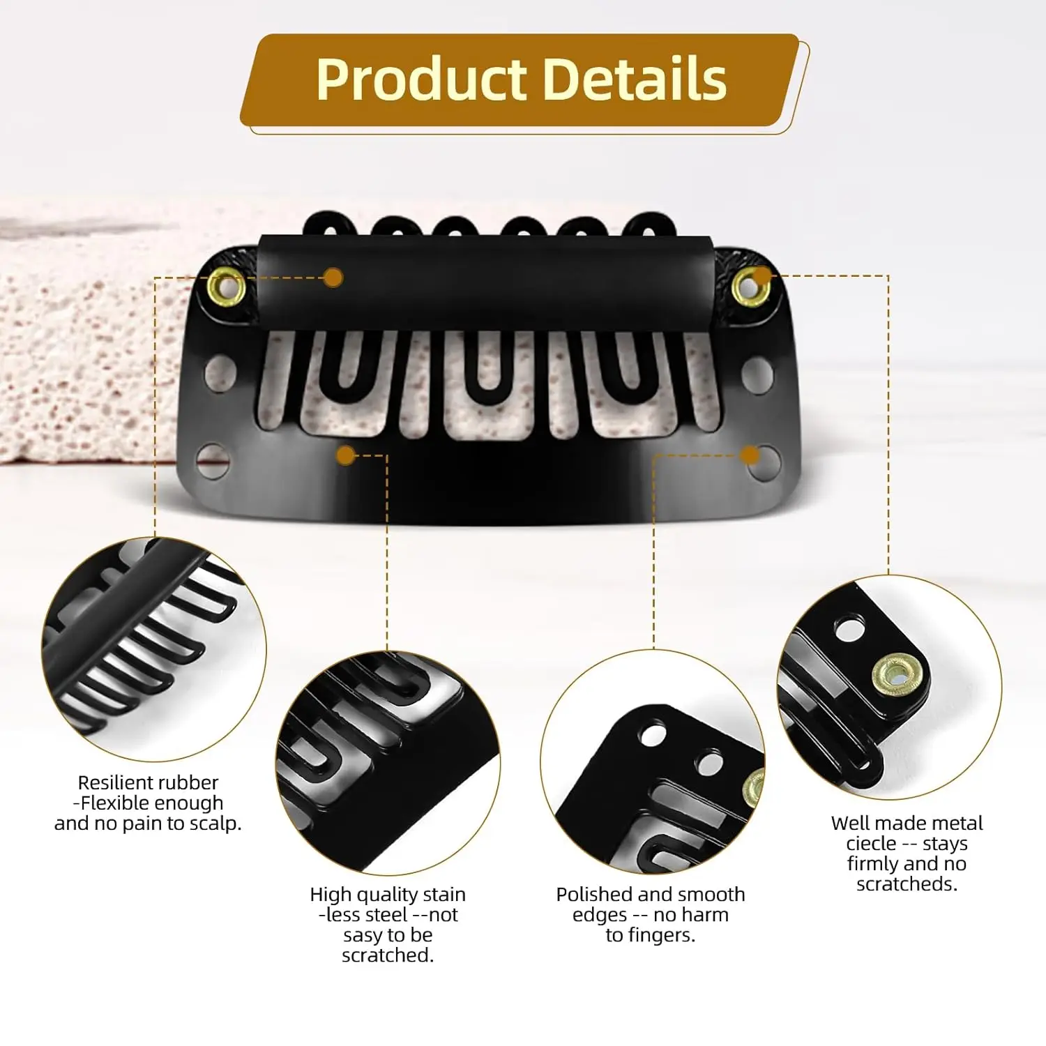 10-100Pieces Wig Clips 32mm Snap Clips For Hair Extensions I Shape Hair Clips Tools for Hair Extensions Hairpieces (Black)