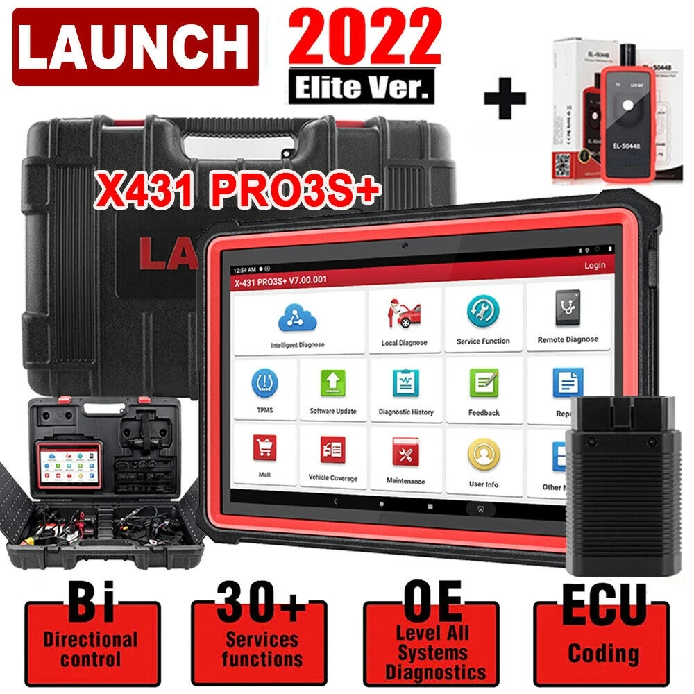 LAUNCH X431 PRO3S Plus 10.1' Car Diagnostic Tools Auto OBD2 OBD Full System Scanner TPMS ECU Coding Active Test pk PRO V |