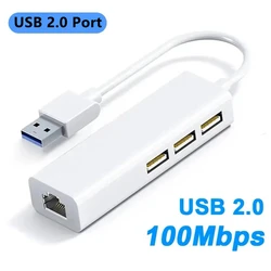 Multifunctional 3 - Port USB - C Hub with Ethernet Adapter (USB 2.0 Port)