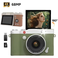 4K Digital Camera Vintage Vlog Video Recorder CCD 180° 16X Digital Zoom Portable Digital Photography Flip Screen Selfie Camera