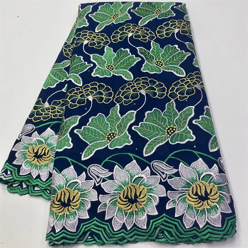 

5 Yard High Quality 100% Cotton Lace Soft And Lightweight Fabric Embroidery African Swiss Voile Popular Dubai Style For Party