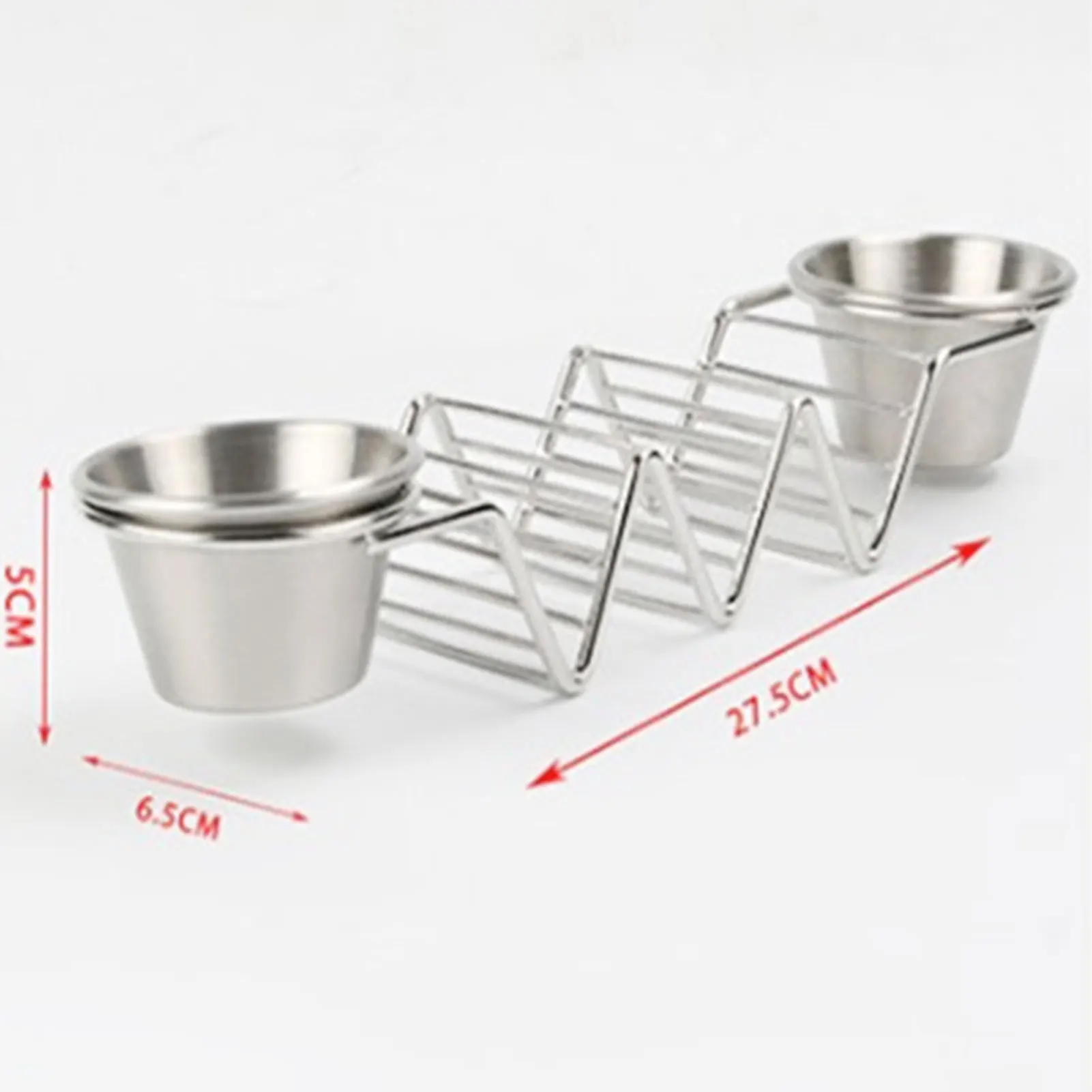 Stainless Steel Taco Holder With Dipping Dish Wave-Shape Mexican Tacos Rack Taco Food Plates Display Stand For Home Kitchen