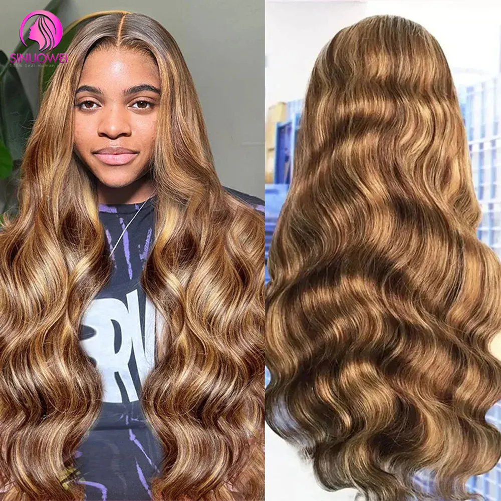 

Highlight Wig Honey Blonde Body Wave Lace Front Wig 13x6 Body Wave Lace Front Wigs P4/27 Colored Ombre For Women Brazilian Hair