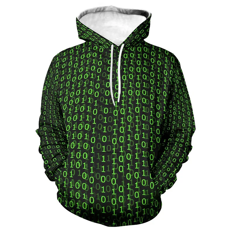

3D Print Hooded Green Matrix Code Horror Printed Hoodies Harajuku Style Swearshirts Men Women Children Hooded Cool Jacket Tops