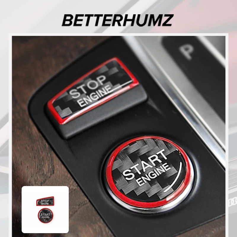Carbon Fiber Engine Ignition Start/Stop Button Trim Stickers - Car Interior Decoration Accessories