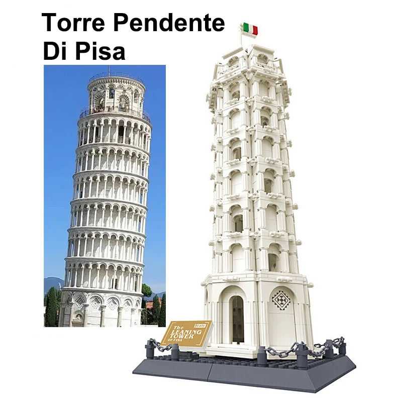 

1334PCS Leaning Tower of Pisa Italy Building Blocks World Famous Architecture Bricks City Street View Toys Gifts For Children