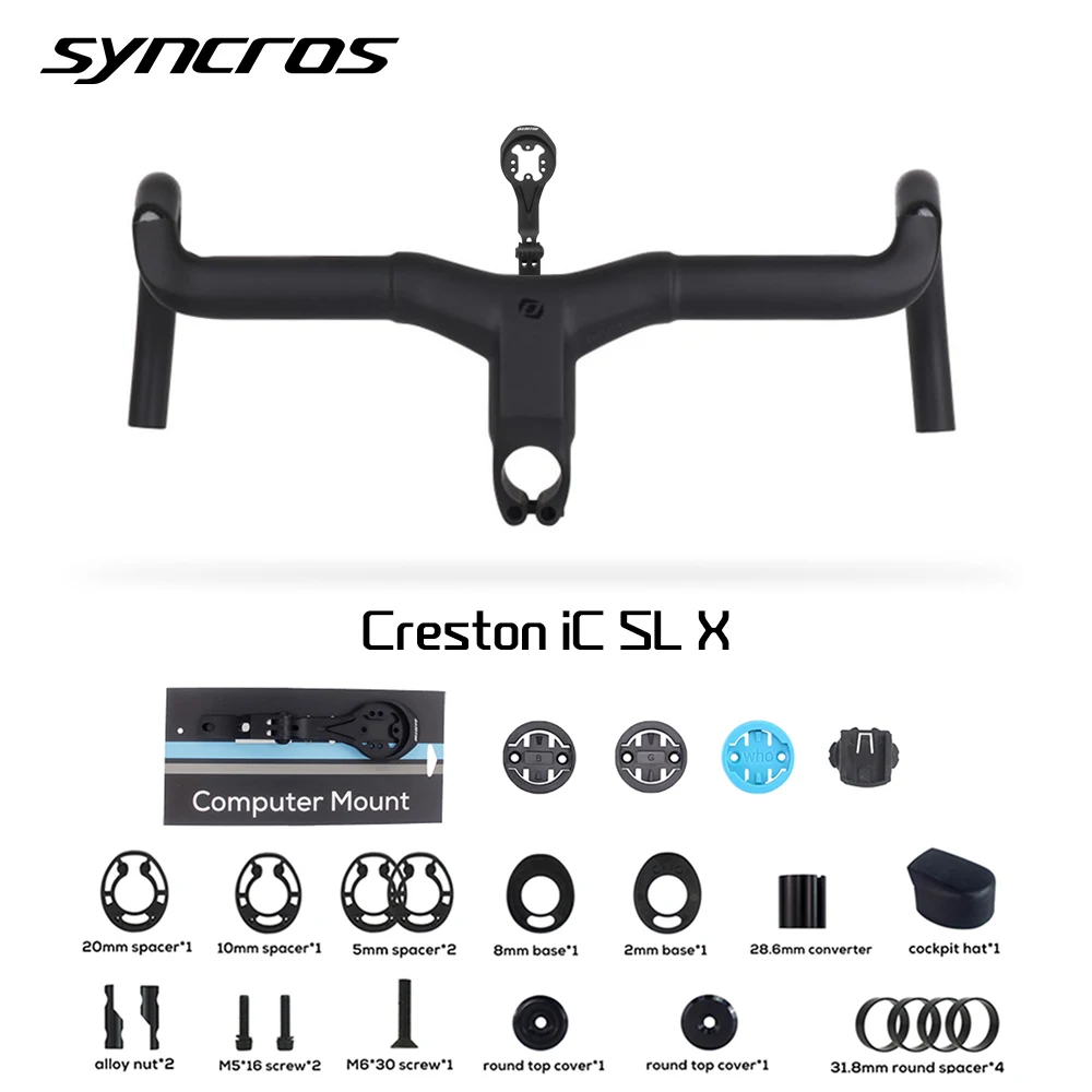 Bicycle Accessories Bicycle Handlebar Syncros Creston IC Sl X Full Internal Cable Routing Road Bicycle Handlebar T1000 Carbon Gravel Integrated Cockpit DI2 With Mount