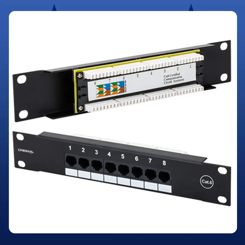 가정용 분배 프레임 약한 전류 박스용 미니 패치 패널, 8 포트, 10 인치, CAT5e, CAT6, 1U, RJ45 랙 마운트