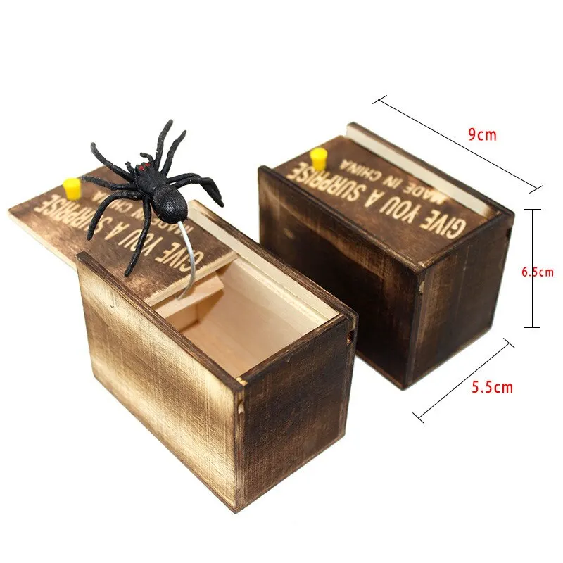 New Tricks Spider Funny Horror Box Wooden Hidden Box Quality Prank Wooden Horror Fun Games Prank Skills Friends Office Toys