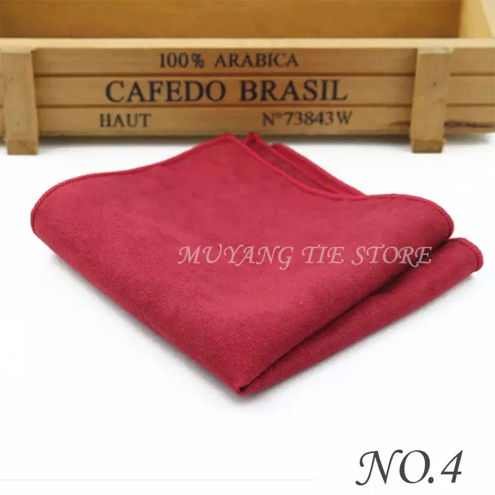 Two Sides Solid Micro Suede Handkerchief Groom Leather Mens Plaid Soft Scarves For Men Hankies Pocket Square Male Handkerchiefs