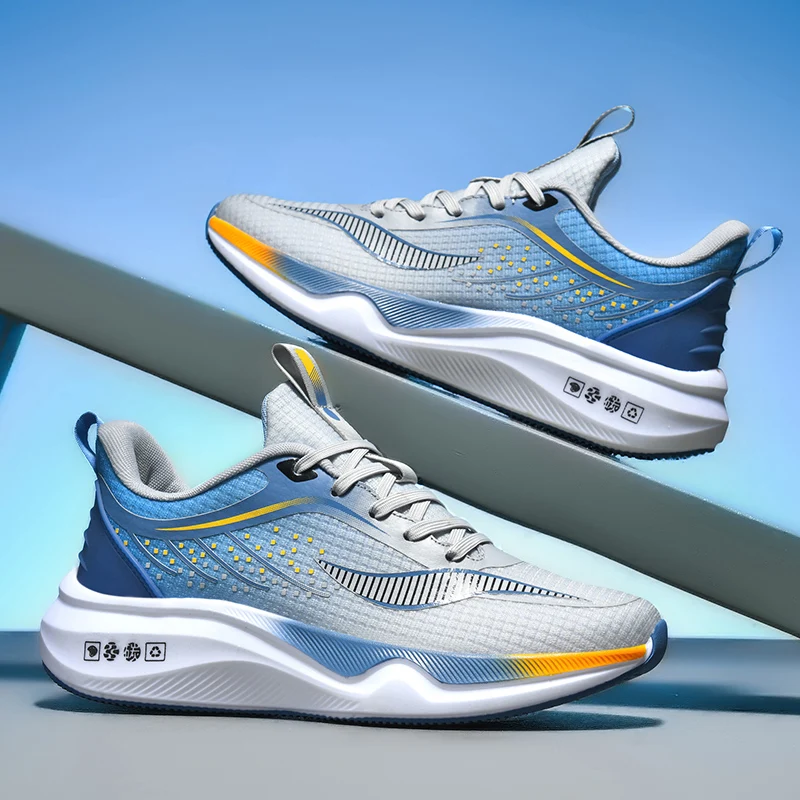 남녀공용 메쉬 니트 통기성 러닝화, 레이스업, 편안한 부드러운 밑창 스니커즈, 야외 조깅, 용수철 및 여름 쿠셔닝 