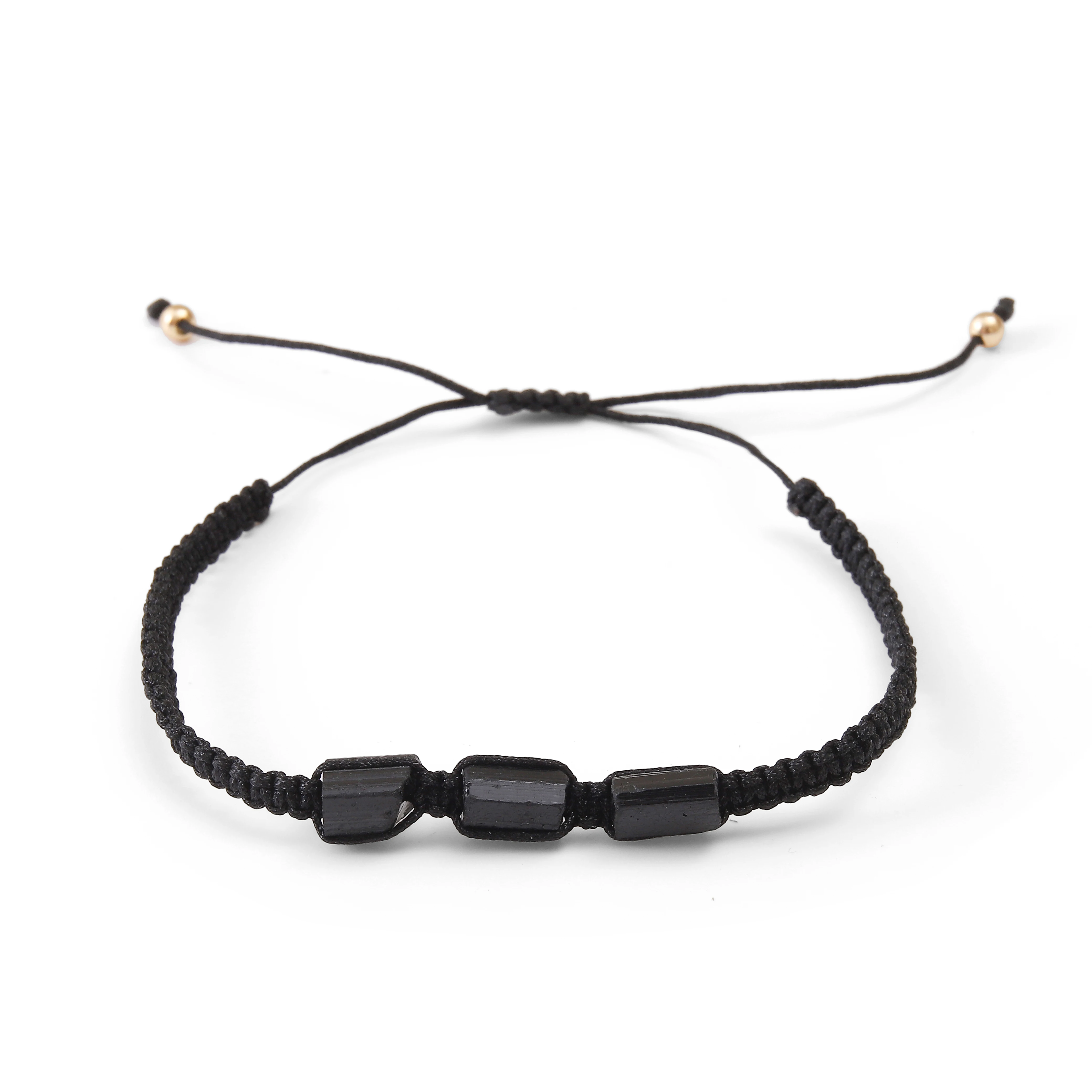 Handmade Black Tourmaline Protection Bracelet - Waterproof Wax Rope Braided Design