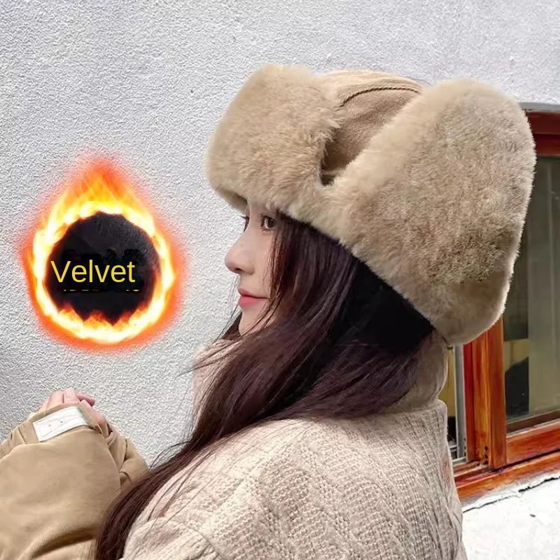 Women's Winter Thickened Warm Beanie Russian Caps Korean Fashion Ushanka  Earflap Pilot Hat Women's Trend Bomber Hat Adjustable - AliExpress