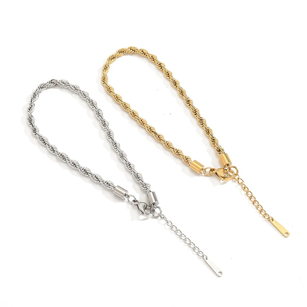 316L Stainless Steel Link Anklet Ankle Chains Fashion Accessories For Women Gold Color 4MM Classic Chain Foot Anklet Accessorie
