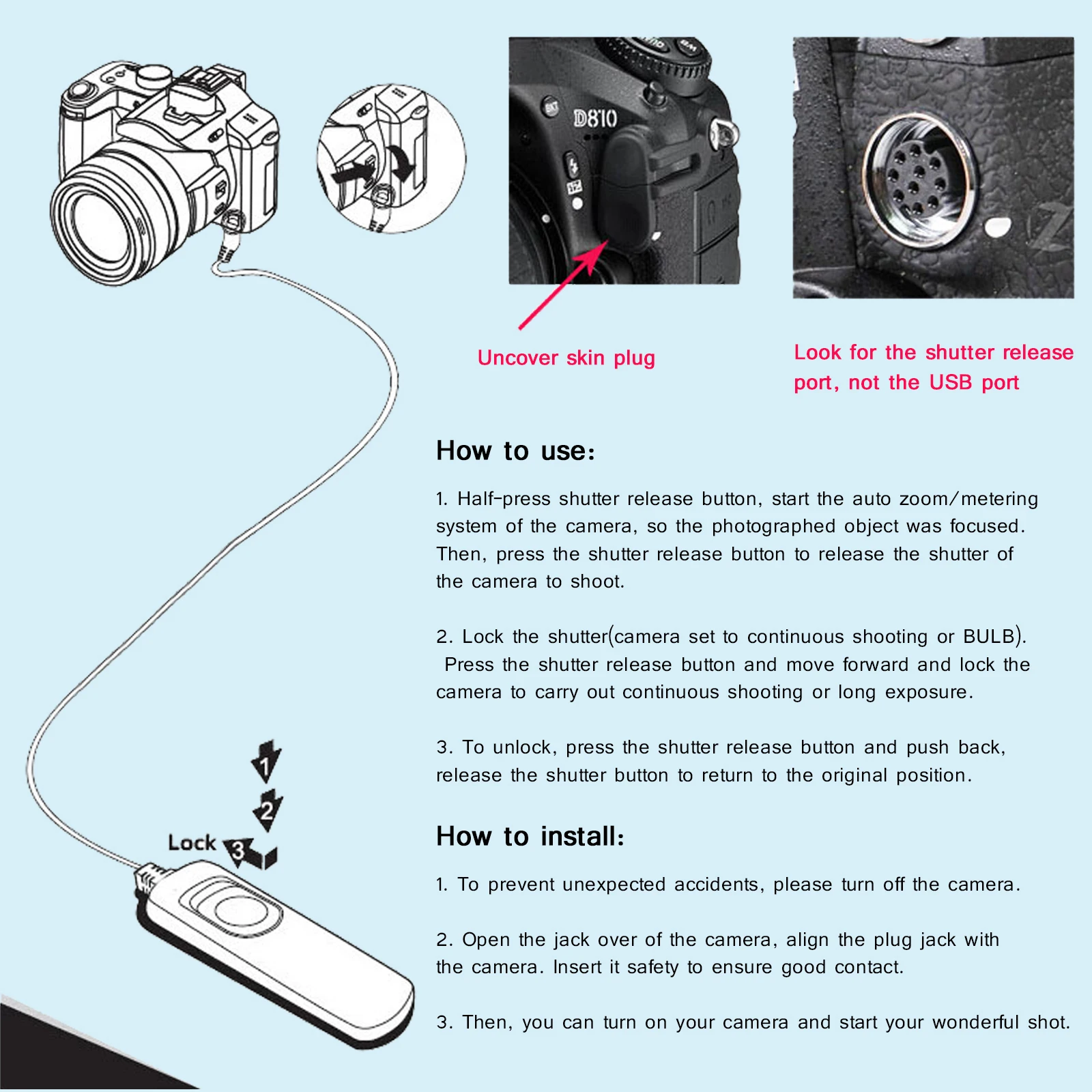 Photo Wired Timer Remote Control Shutter Release Cable For Canon Nikon Sony FUJITSU Camera Dslr camera remote shutter button,camera remote shutter release